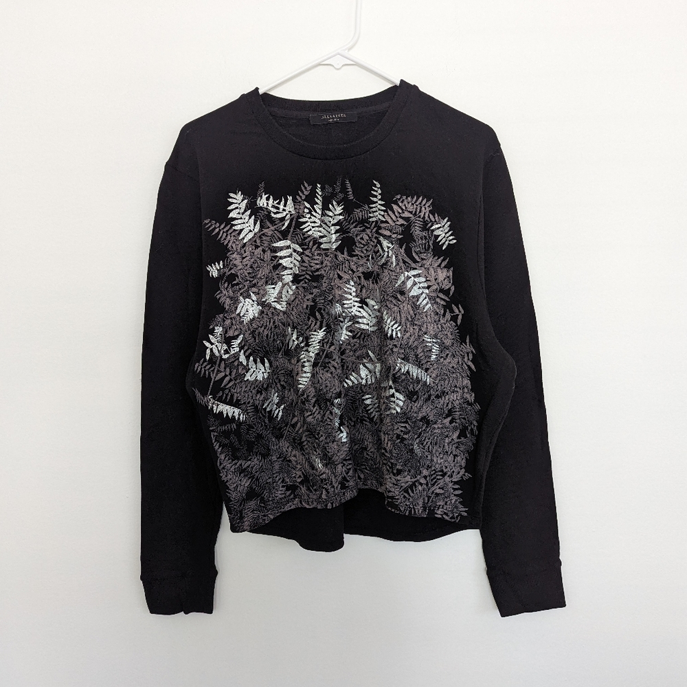 All Saints Black and Gray Fern Sweatshirt
